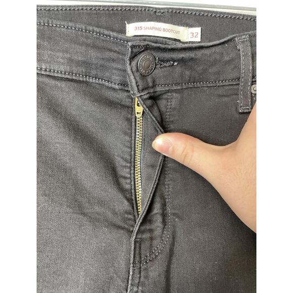 Levis 315 Shaping Bootcut Jeans Womens 32x32 Black Stretch Denim Mid Rise - Picture 2 of 14